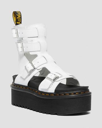 Women's Dr Martens Giavanna Leather Platform Platform Sandals White | AU 311FDN